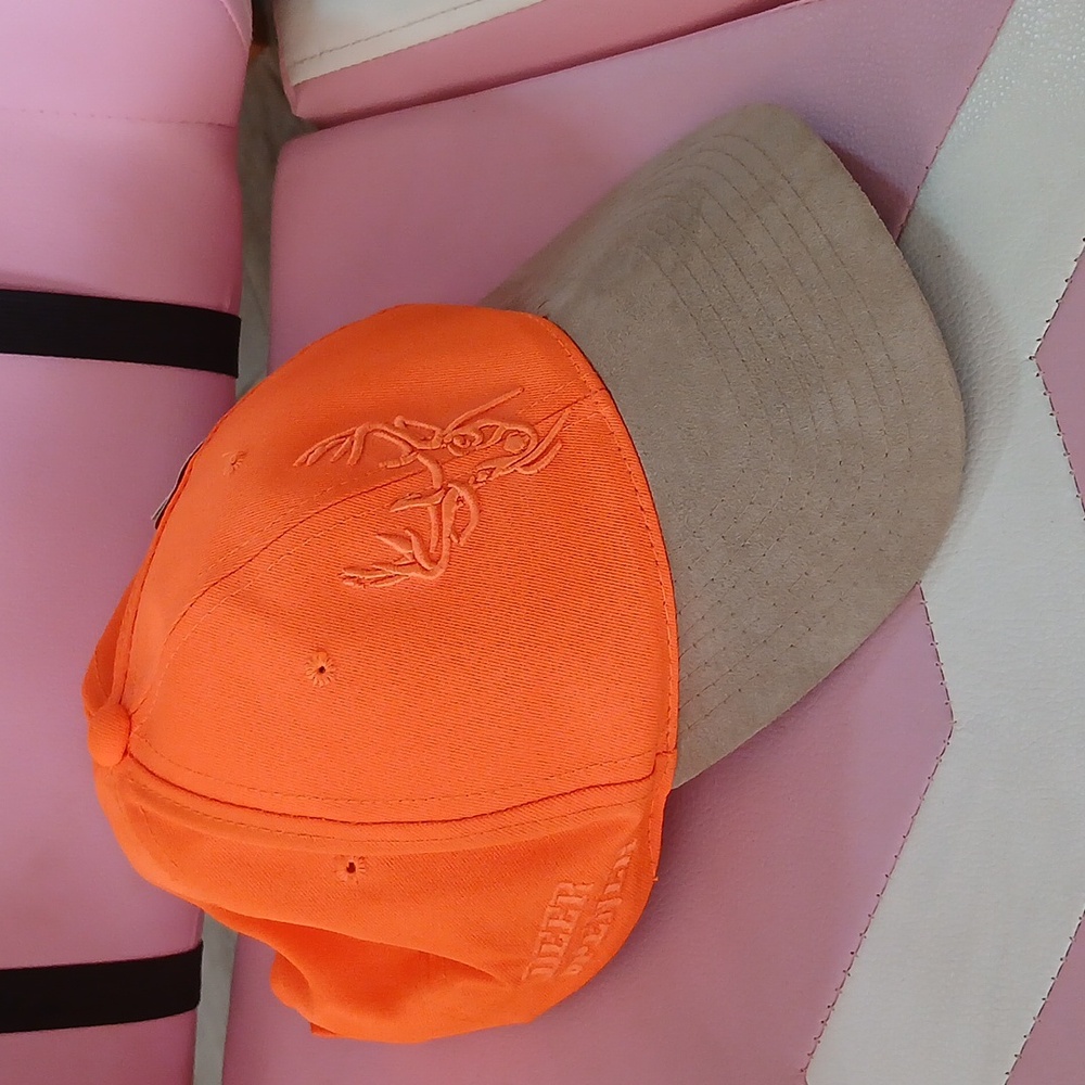 Orange and Tan Deer Embroidered Cap